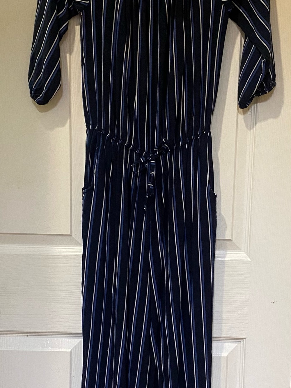 Hollister Navy and White Striped Women’s  Jumpsuit Style Bottoms